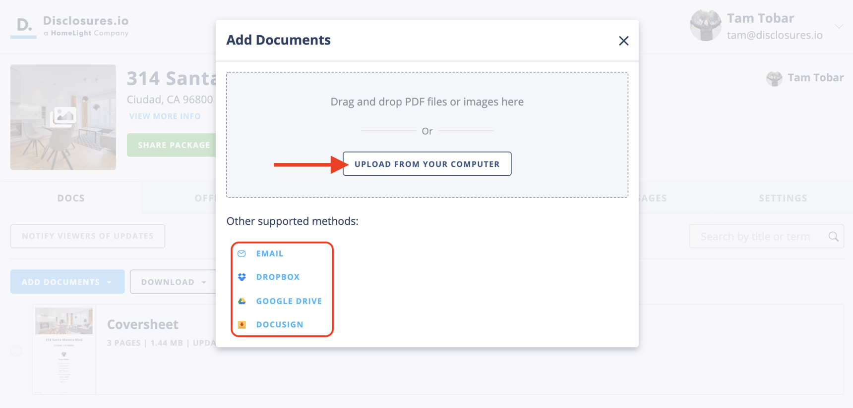 Adding Documents to a Property Package